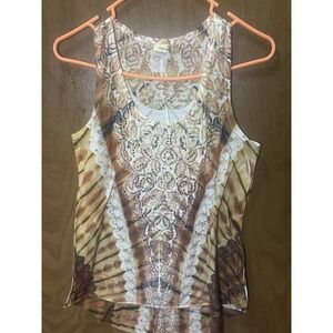 Daytrip Boho Festival Y2K Lace Print Blouse Womens S